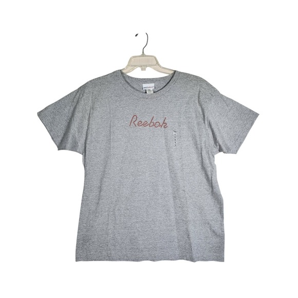 Reebok Tops - Reebok Womens NWT L Gray T-Shirt Red Studded Logo Athleisure Y2K Grunge Sporty